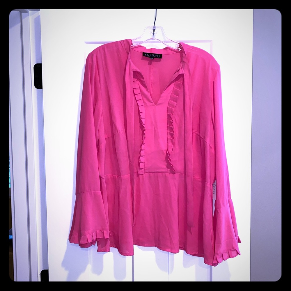 Eloquii Pink Ruffle Blouse